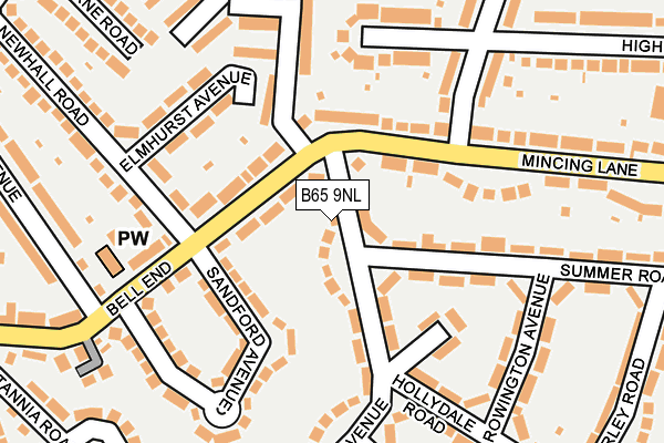 B65 9NL map - OS OpenMap – Local (Ordnance Survey)