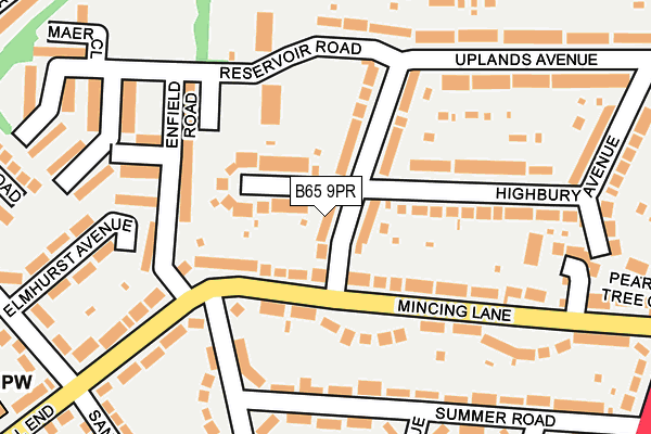 B65 9PR map - OS OpenMap – Local (Ordnance Survey)