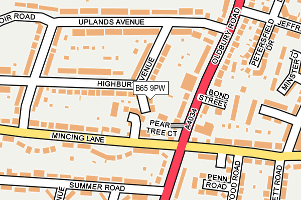 B65 9PW map - OS OpenMap – Local (Ordnance Survey)