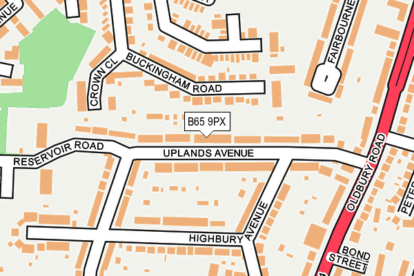 B65 9PX map - OS OpenMap – Local (Ordnance Survey)
