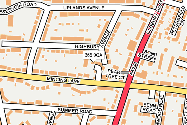 B65 9QA map - OS OpenMap – Local (Ordnance Survey)