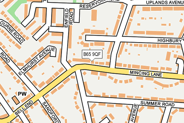 B65 9QF map - OS OpenMap – Local (Ordnance Survey)