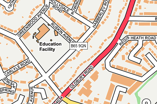 B65 9QN map - OS OpenMap – Local (Ordnance Survey)