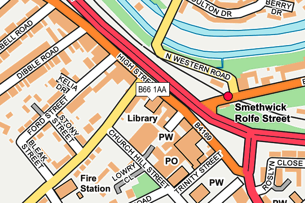 B66 1AA map - OS OpenMap – Local (Ordnance Survey)