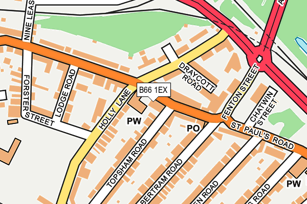 B66 1EX map - OS OpenMap – Local (Ordnance Survey)