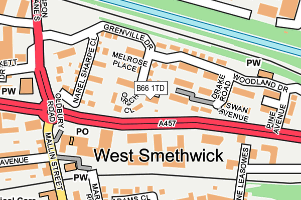 B66 1TD map - OS OpenMap – Local (Ordnance Survey)