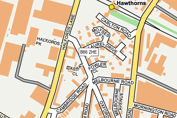 B66 2HE map - OS OpenMap – Local (Ordnance Survey)