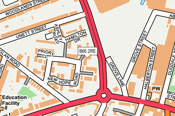 B66 2RE map - OS OpenMap – Local (Ordnance Survey)