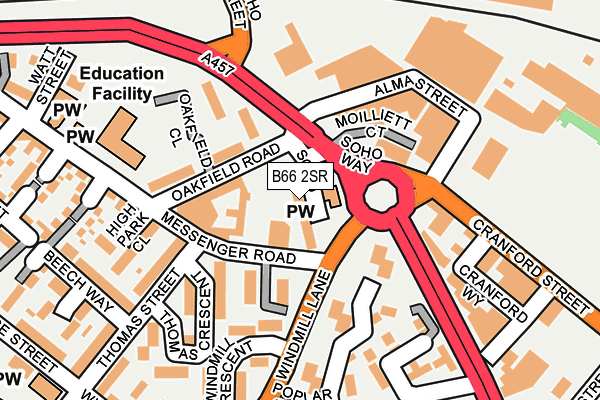 B66 2SR map - OS OpenMap – Local (Ordnance Survey)