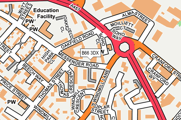 B66 3DX map - OS OpenMap – Local (Ordnance Survey)