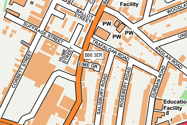 B66 3ER map - OS OpenMap – Local (Ordnance Survey)