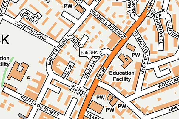 B66 3HA map - OS OpenMap – Local (Ordnance Survey)