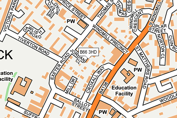 B66 3HD map - OS OpenMap – Local (Ordnance Survey)