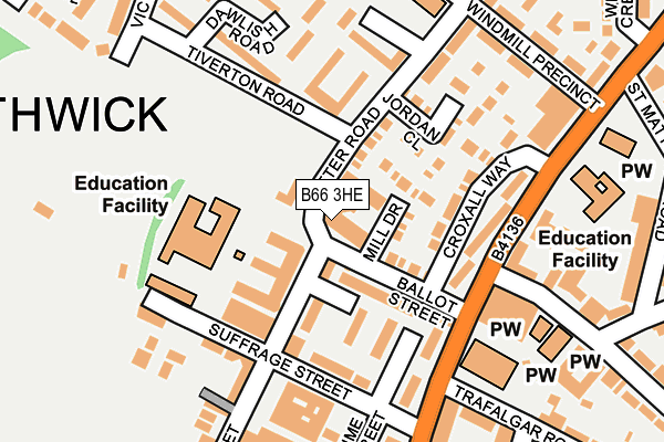 B66 3HE map - OS OpenMap – Local (Ordnance Survey)