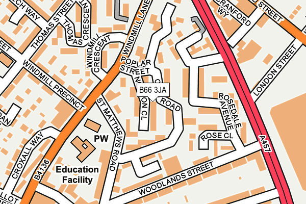 B66 3JA map - OS OpenMap – Local (Ordnance Survey)