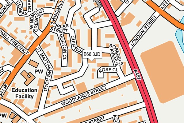 B66 3JD map - OS OpenMap – Local (Ordnance Survey)