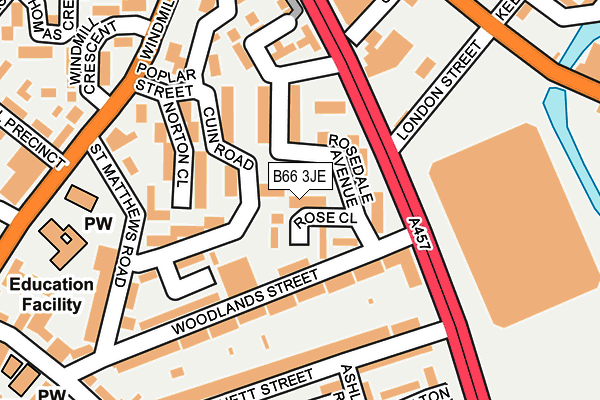 B66 3JE map - OS OpenMap – Local (Ordnance Survey)