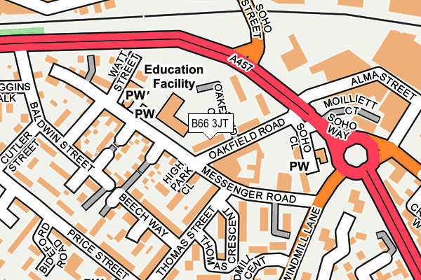 B66 3JT map - OS OpenMap – Local (Ordnance Survey)