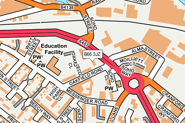 B66 3JZ map - OS OpenMap – Local (Ordnance Survey)