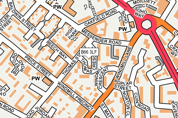 B66 3LF map - OS OpenMap – Local (Ordnance Survey)