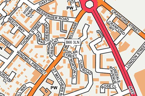 B66 3LN map - OS OpenMap – Local (Ordnance Survey)