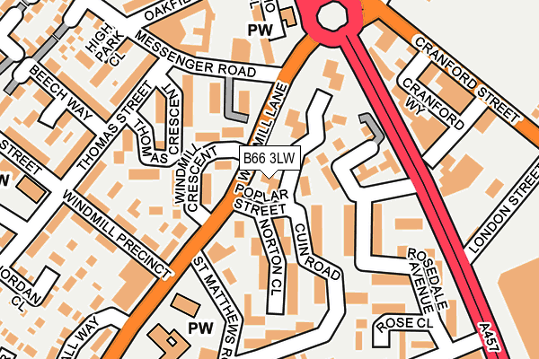 B66 3LW map - OS OpenMap – Local (Ordnance Survey)
