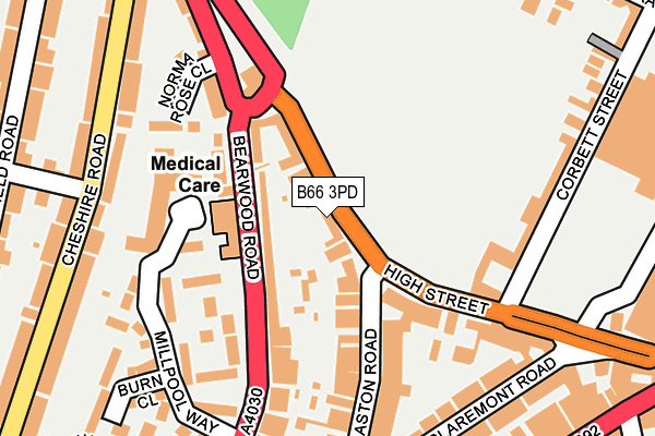 B66 3PD map - OS OpenMap – Local (Ordnance Survey)