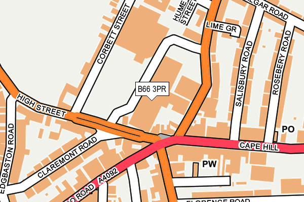 B66 3PR map - OS OpenMap – Local (Ordnance Survey)