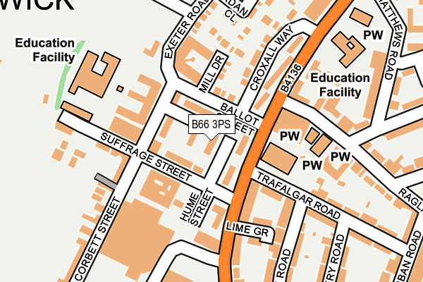 B66 3PS map - OS OpenMap – Local (Ordnance Survey)