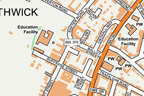 B66 3PX map - OS OpenMap – Local (Ordnance Survey)