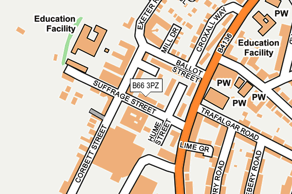 B66 3PZ map - OS OpenMap – Local (Ordnance Survey)