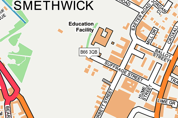 B66 3QB map - OS OpenMap – Local (Ordnance Survey)