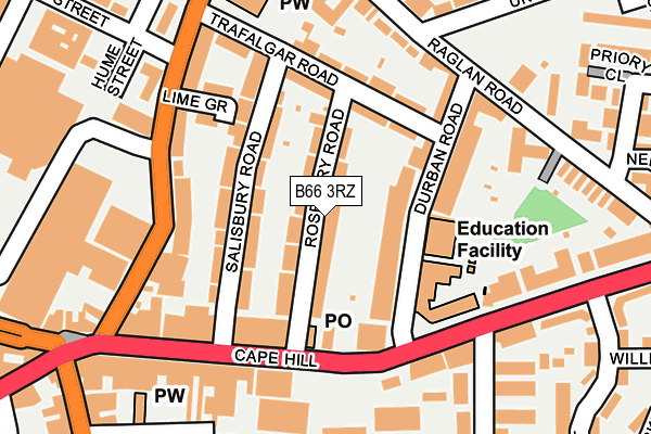 B66 3RZ map - OS OpenMap – Local (Ordnance Survey)