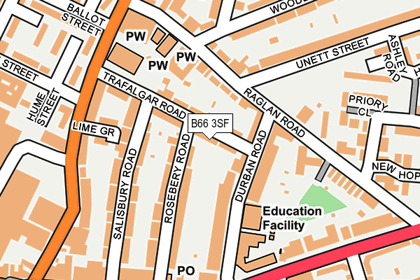 B66 3SF map - OS OpenMap – Local (Ordnance Survey)