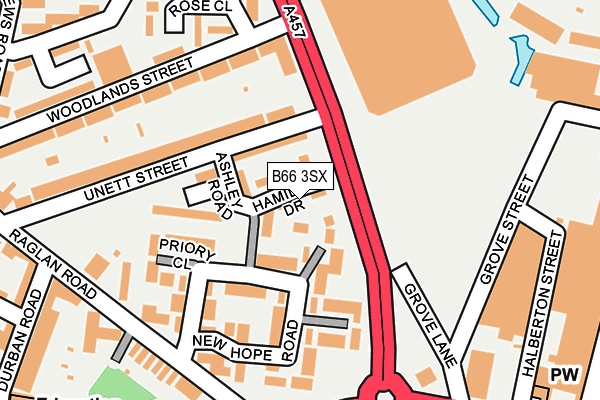 B66 3SX map - OS OpenMap – Local (Ordnance Survey)