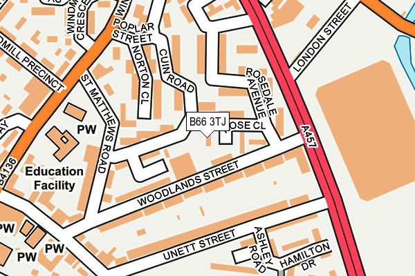 B66 3TJ map - OS OpenMap – Local (Ordnance Survey)