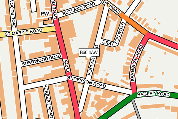 B66 4AW map - OS OpenMap – Local (Ordnance Survey)