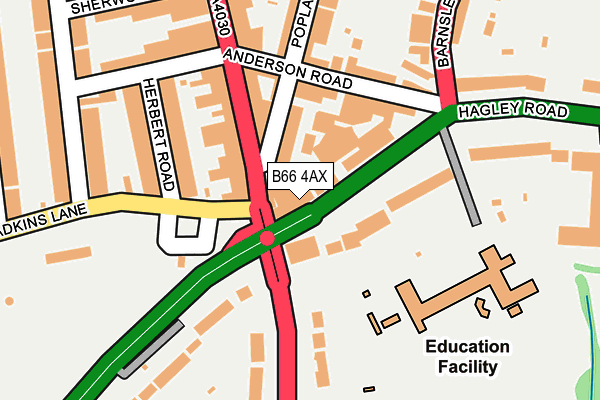 B66 4AX map - OS OpenMap – Local (Ordnance Survey)