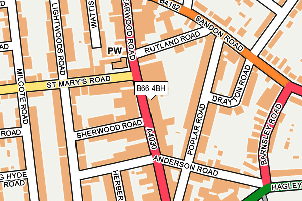 B66 4BH map - OS OpenMap – Local (Ordnance Survey)