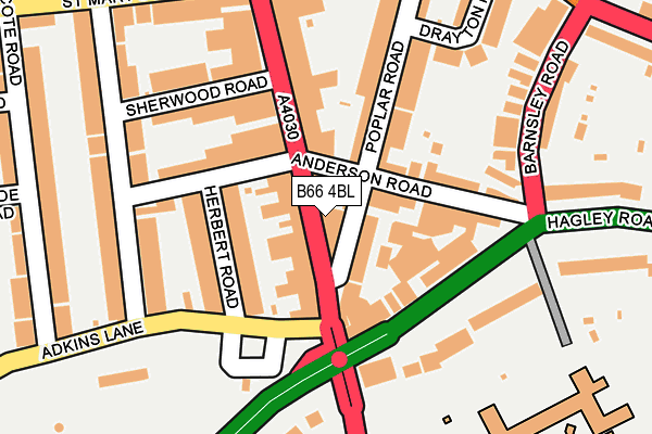 B66 4BL map - OS OpenMap – Local (Ordnance Survey)