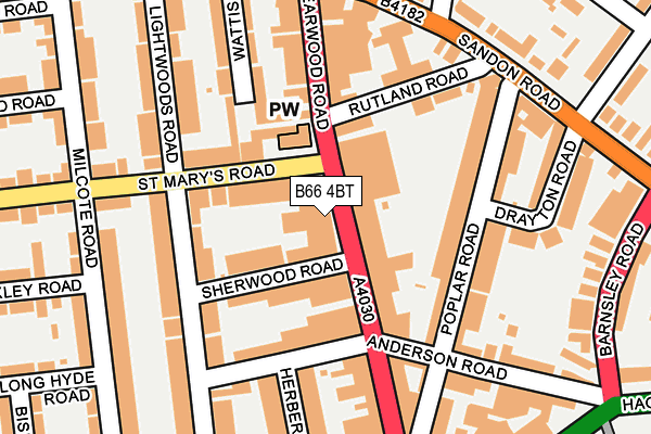 B66 4BT map - OS OpenMap – Local (Ordnance Survey)