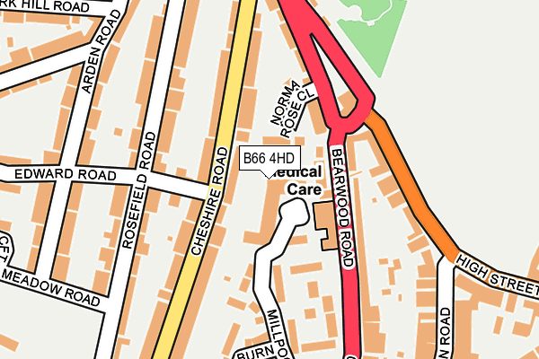 B66 4HD map - OS OpenMap – Local (Ordnance Survey)