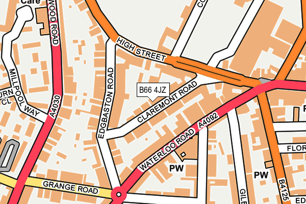 B66 4JZ map - OS OpenMap – Local (Ordnance Survey)