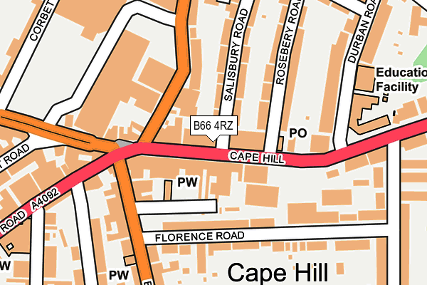 B66 4RZ map - OS OpenMap – Local (Ordnance Survey)