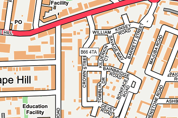 B66 4TA map - OS OpenMap – Local (Ordnance Survey)