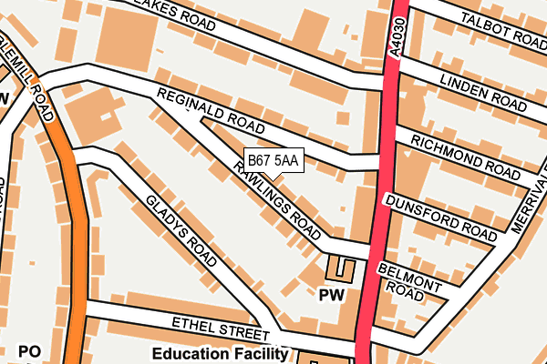 B67 5AA map - OS OpenMap – Local (Ordnance Survey)