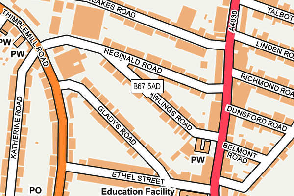 B67 5AD map - OS OpenMap – Local (Ordnance Survey)