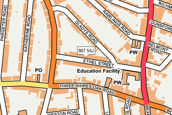 B67 5AJ map - OS OpenMap – Local (Ordnance Survey)