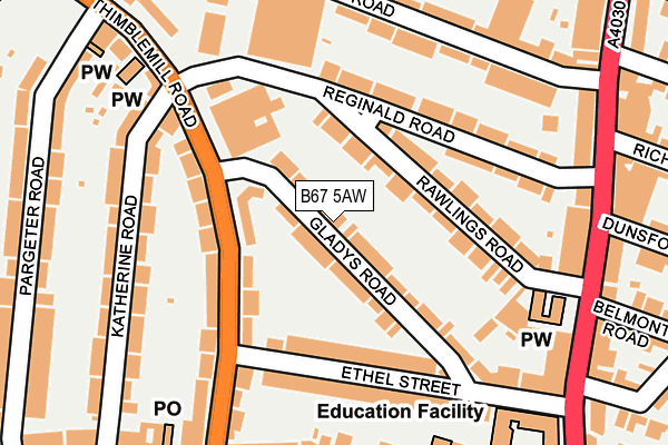 B67 5AW map - OS OpenMap – Local (Ordnance Survey)