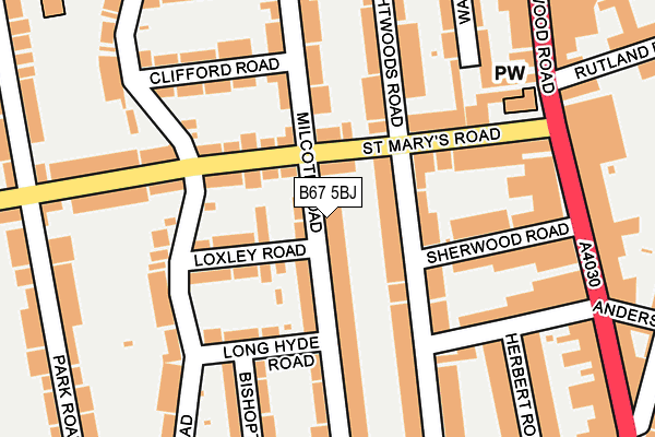 B67 5BJ map - OS OpenMap – Local (Ordnance Survey)